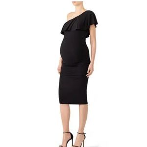 Ingrid & Isabel - One-shoulder ruffle maternity formal dress (S/black)